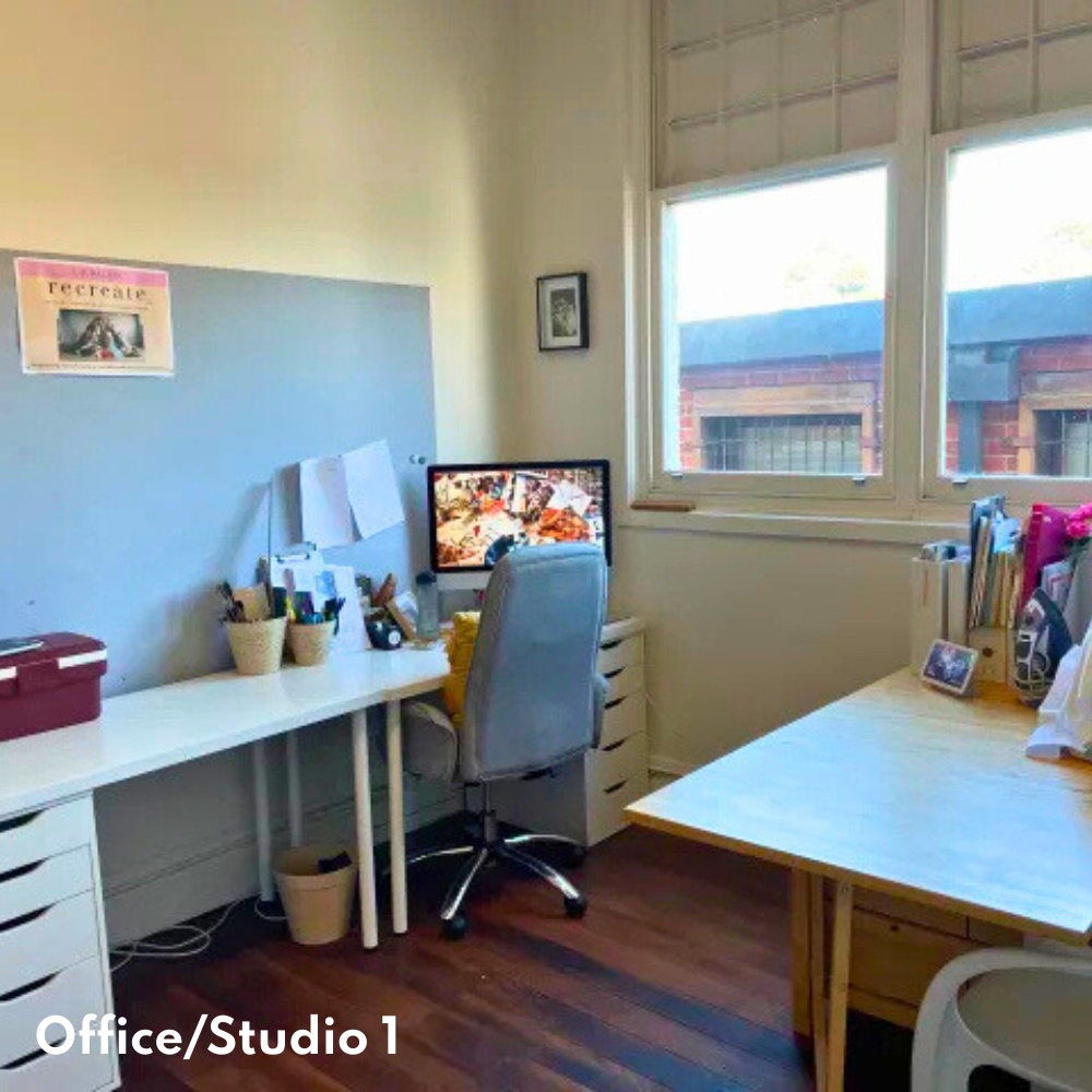 Studio 2 — bright private office with desk and high ceilings